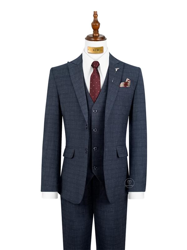 Bộ Suit Xám Đậm Hoạ Tiết Kẻ Xước Modern Fit TGS379